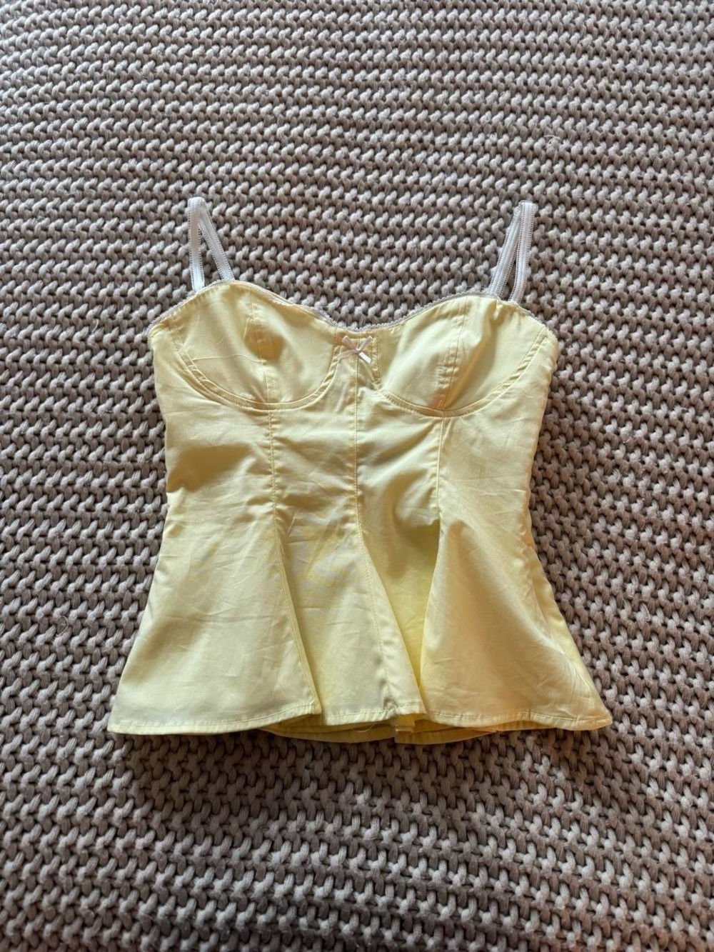 Zara Yellow Peplum Bustier Tank Top